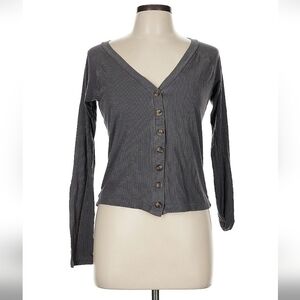 Gray Button-Up Cardigan Shirt Ribbed American Eagle M Grey